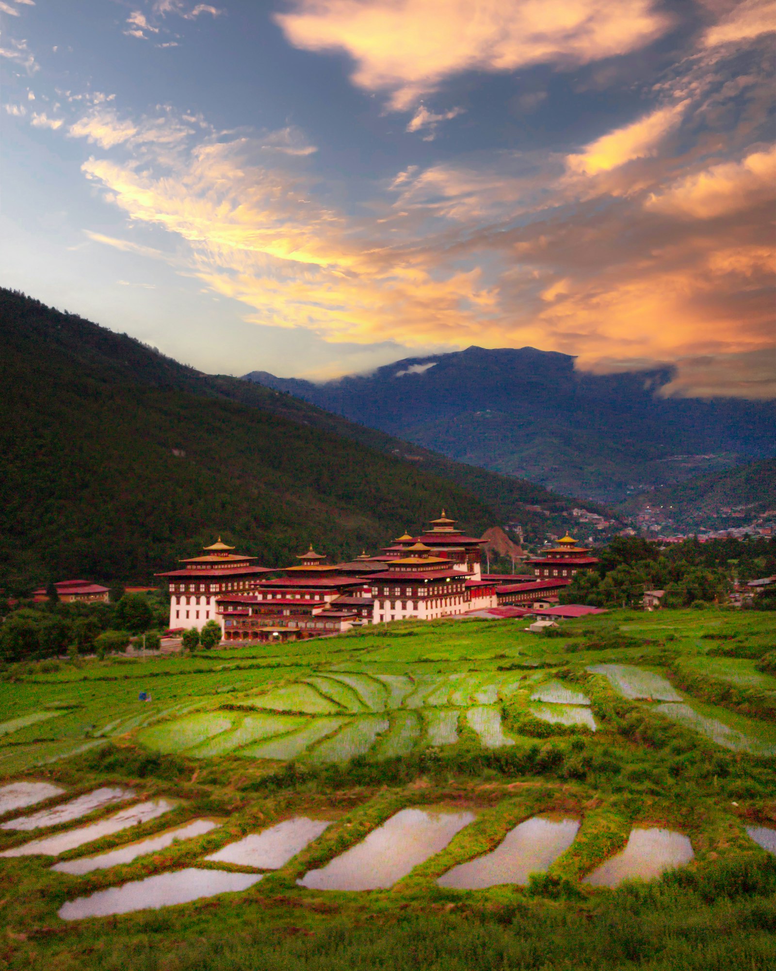 Thimphu Tashichho Dzong, the capital city of Bhutan